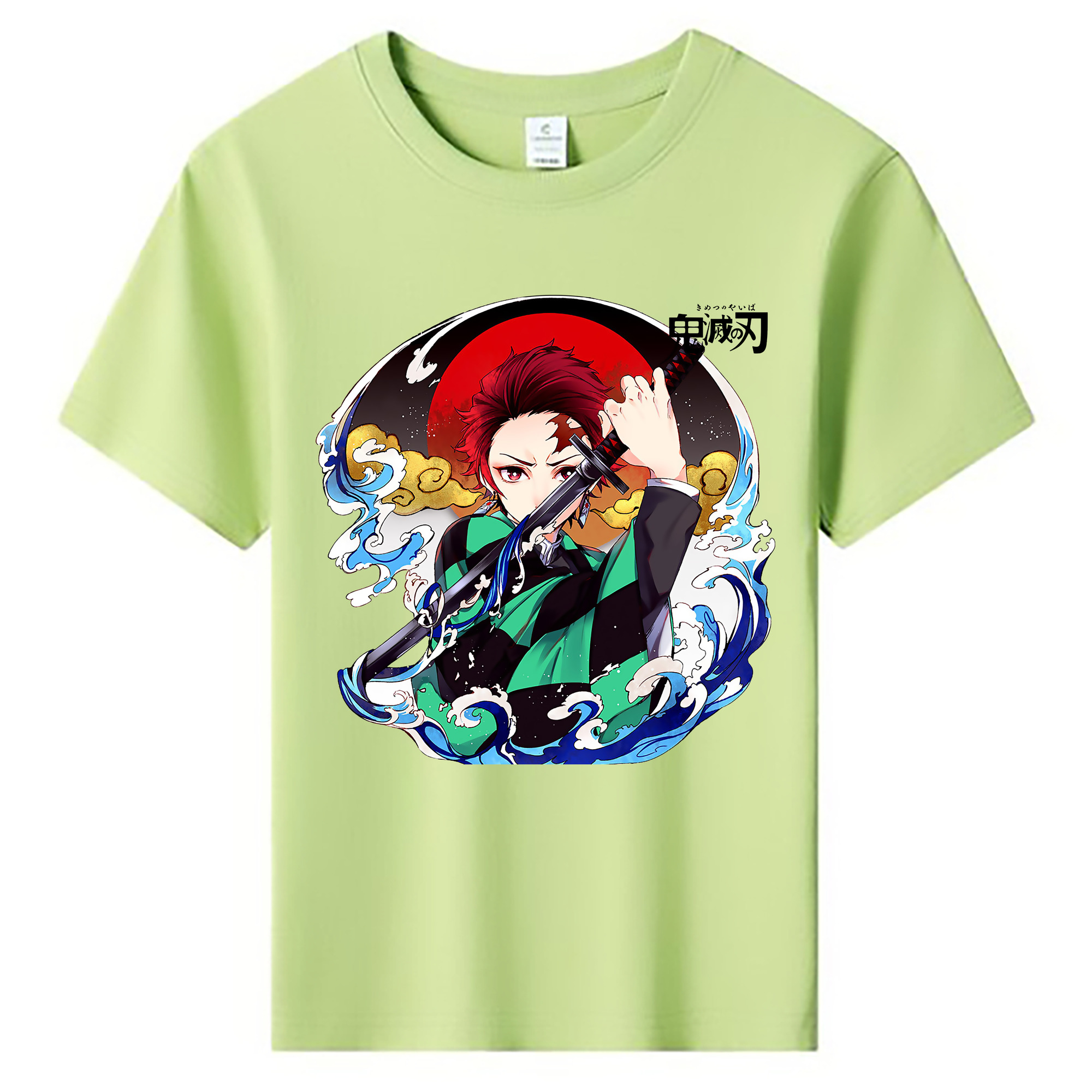 （画像用） 鬼滅の刃 竈門 炭治郎／かまど たんじろう Kamado Tanjirou 綿100％キッズTシャツ（フロントプリント）